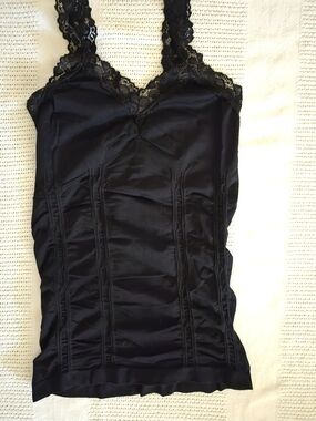 Lace-Trim Black Tank Top